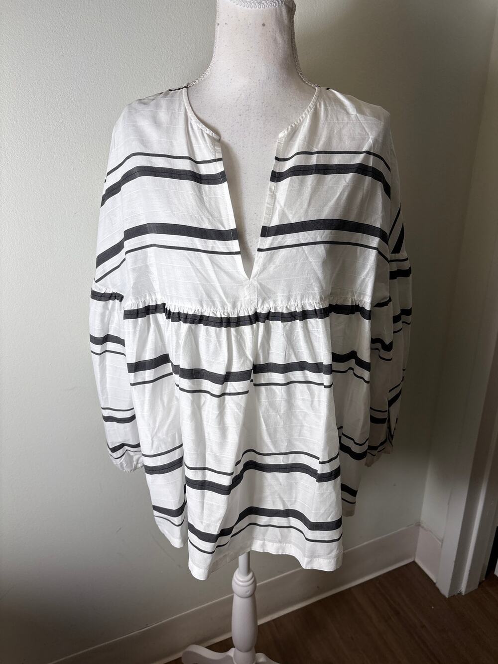 Piazza Sempione Black and White Stripe Italian Shirt Sz 50